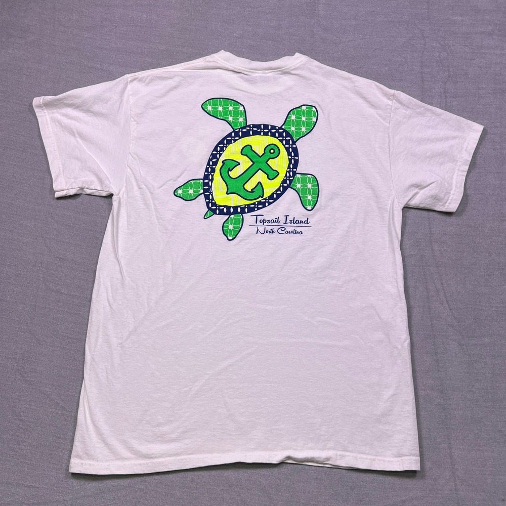 Delta Pro Weight Mens XL White Topsail‎ Island North Carolina Turtle T Shirt